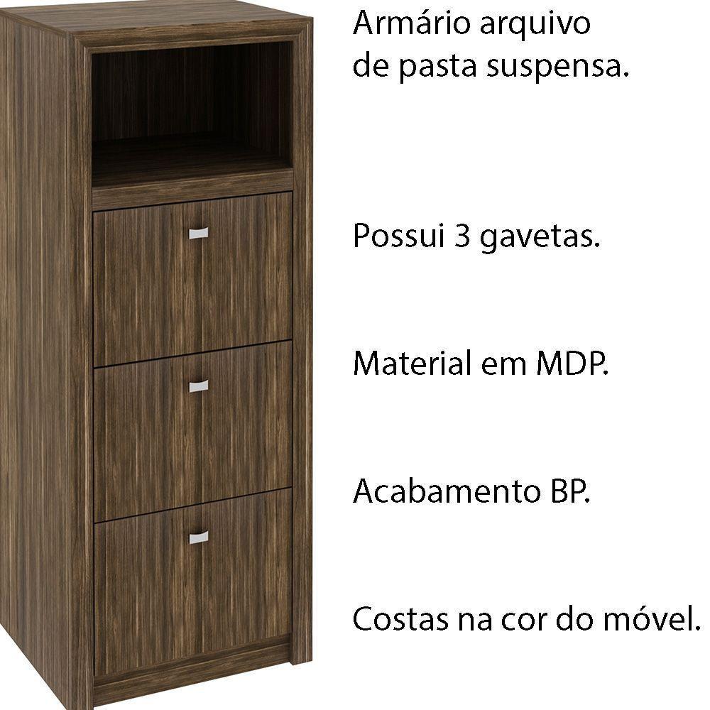 Armário Arquivo Para Escritório Home Office Mdp Nogal - 5