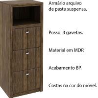 Armário Arquivo Para Escritório Home Office Mdp Nogal - 5