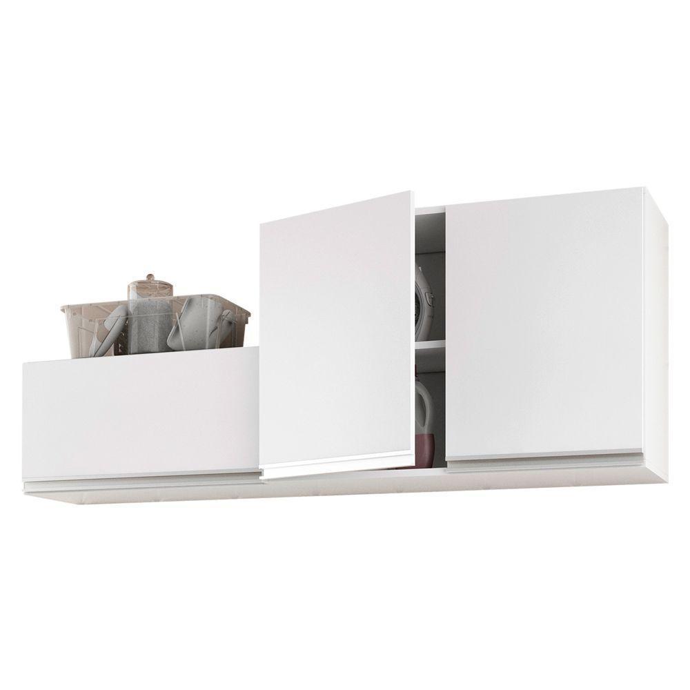 Kit Com 02 Armários Aéreo 80cm E 60cm 100% Mdf Branco - 5