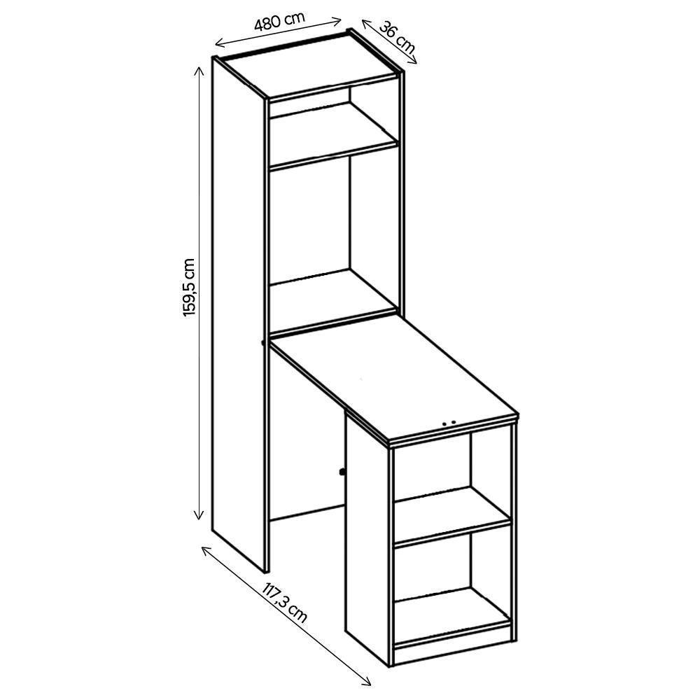 Armário Multiuso Com Mesa Auxiliar Mult Max Branco Caemmun - 2