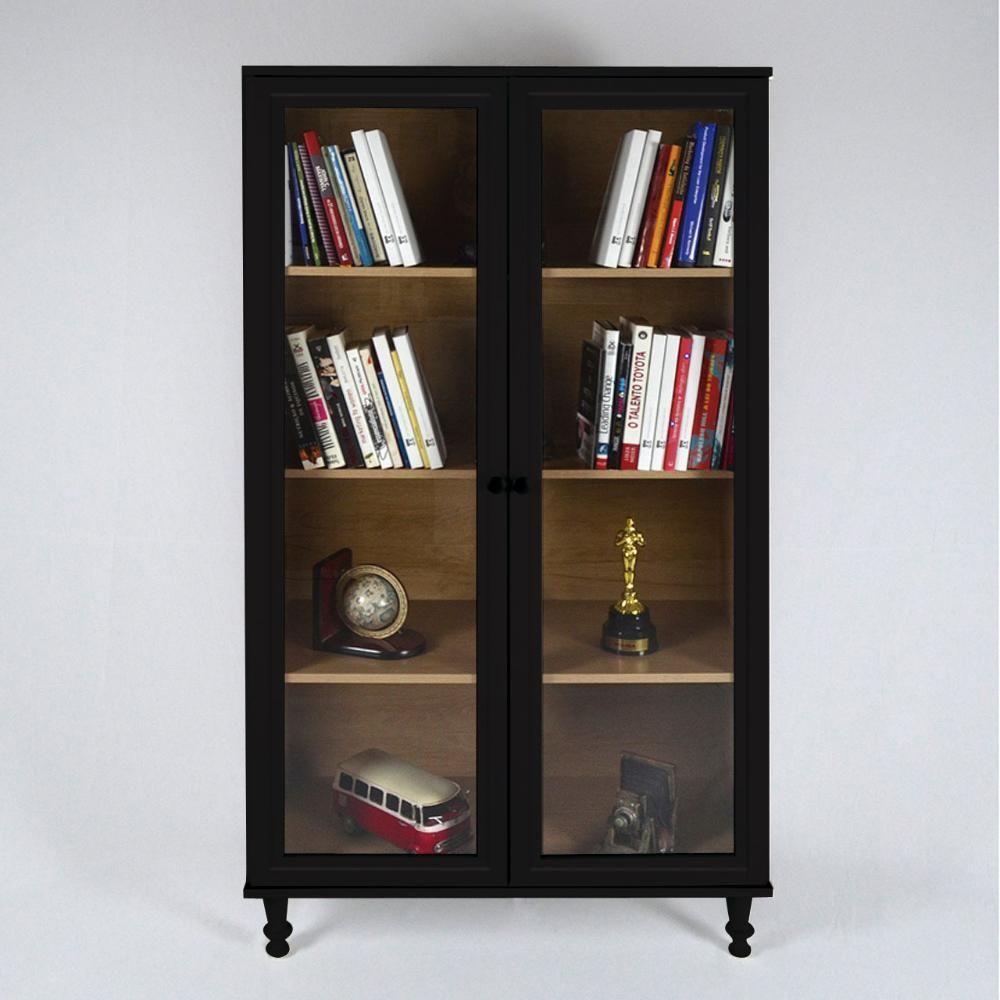 Armário Multiuso 2 Portas De Vidro Ditália E-957 Preto - 1