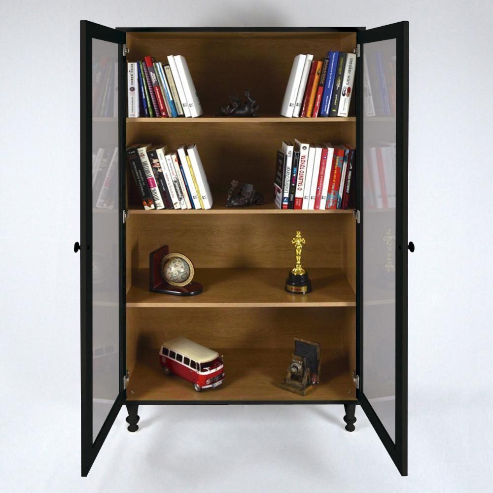 Armário Multiuso 2 Portas De Vidro Ditália E-957 Preto - 9