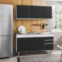 Armário Aéreo E Balcão Gabinete Com Pia Inox 150cm Branco - 5