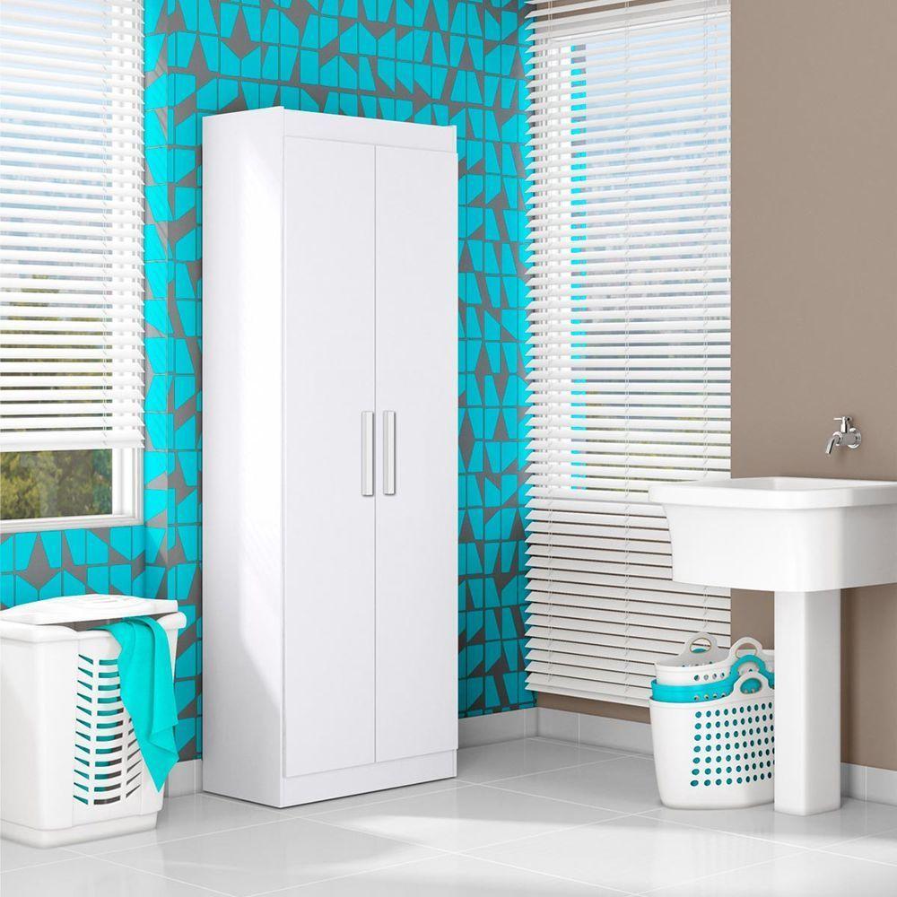 Armário Multiuso Com 2 Portas E 4 Prateleiras Cor Branco Aramóveis - 3