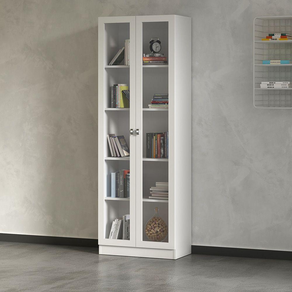 Armário Estante Alto Porta De Vidro Me4115 Mdp Branco - 4