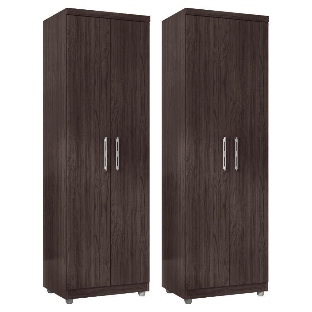 Kit 2 Armários Multiuso 2 Portas E 6 Nichos Castanho - 1