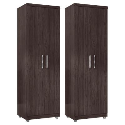 Kit 2 Armários Multiuso 2 Portas E 6 Nichos Castanho