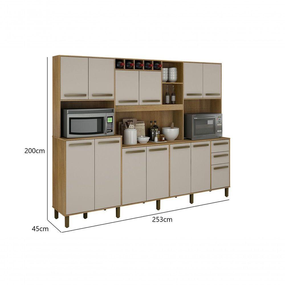 Armario 13 Portas 2 Gavetas 5 Nichos Cinamomo/off White - 3