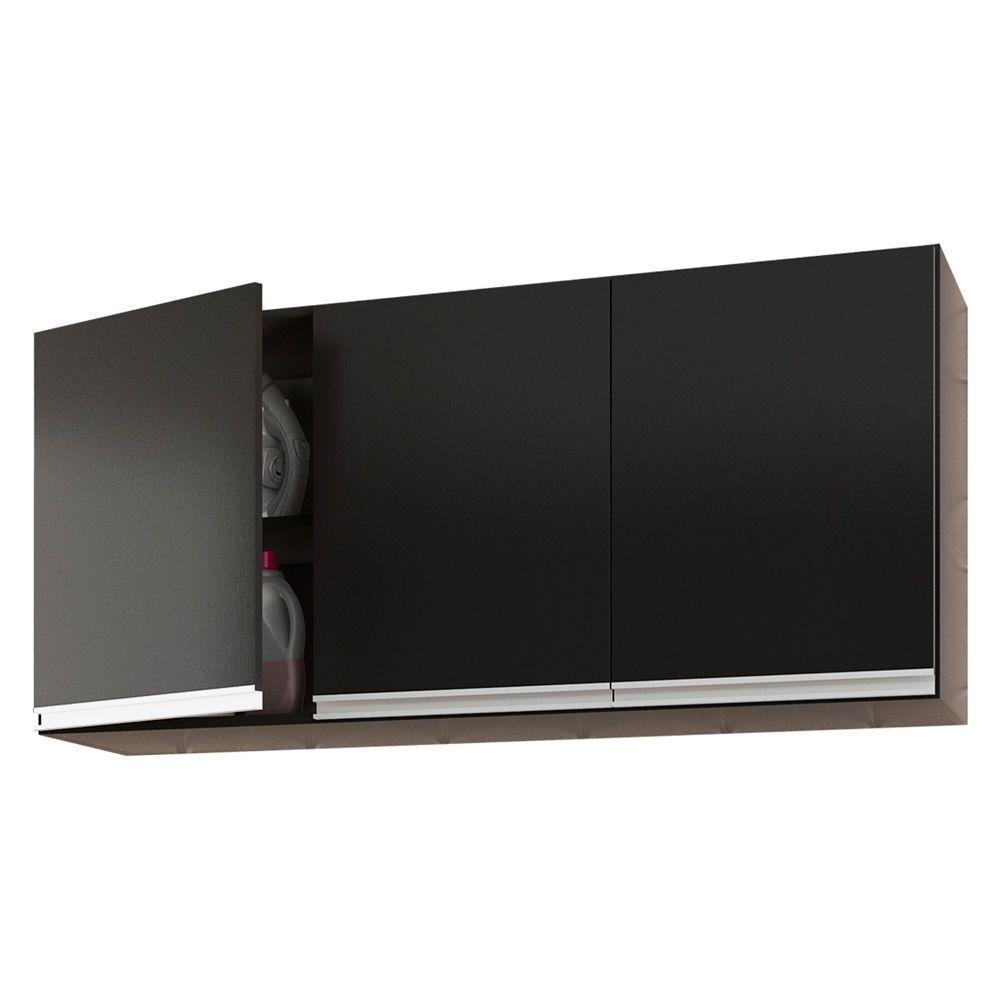 Kit Com 02 Armários Aéreo 120cm E 60cm 100% Mdf Preto - 4