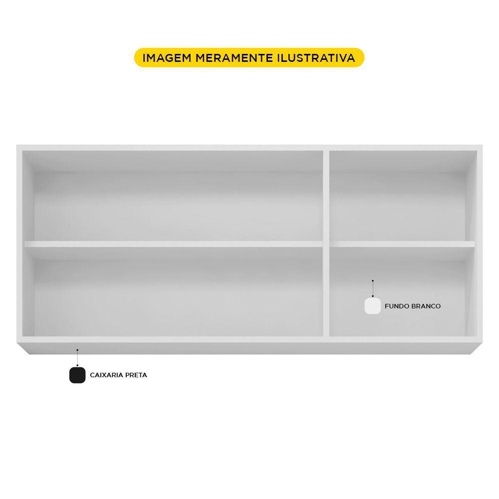 Kit Com 02 Armários Aéreo 120cm E 60cm 100% Mdf Preto - 8