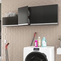 Kit Com 02 Armários Aéreo 120cm E 60cm 100% Mdf Preto - 3