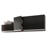 Kit Com 02 Armários Aéreo 120cm E 60cm 100% Mdf Preto - 10