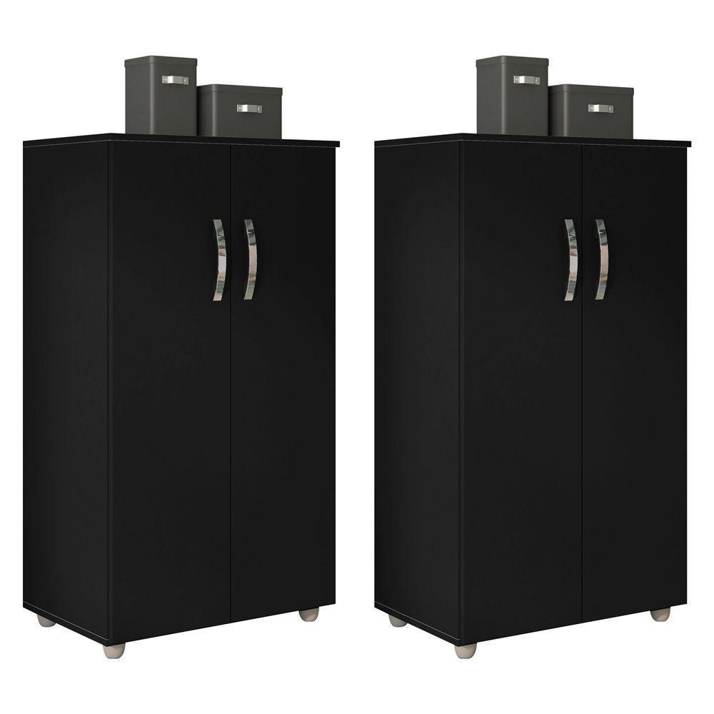 Kit 2 Armários Organizador Multiuso Rosana 2 Portas Preto - 1