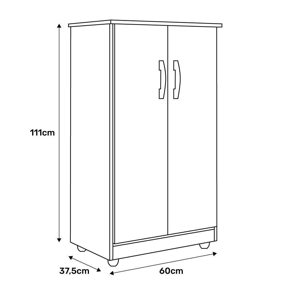 Kit 2 Armários Organizador Multiuso Rosana 2 Portas Preto - 2