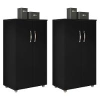 Kit 2 Armários Organizador Multiuso Rosana 2 Portas Preto - 1