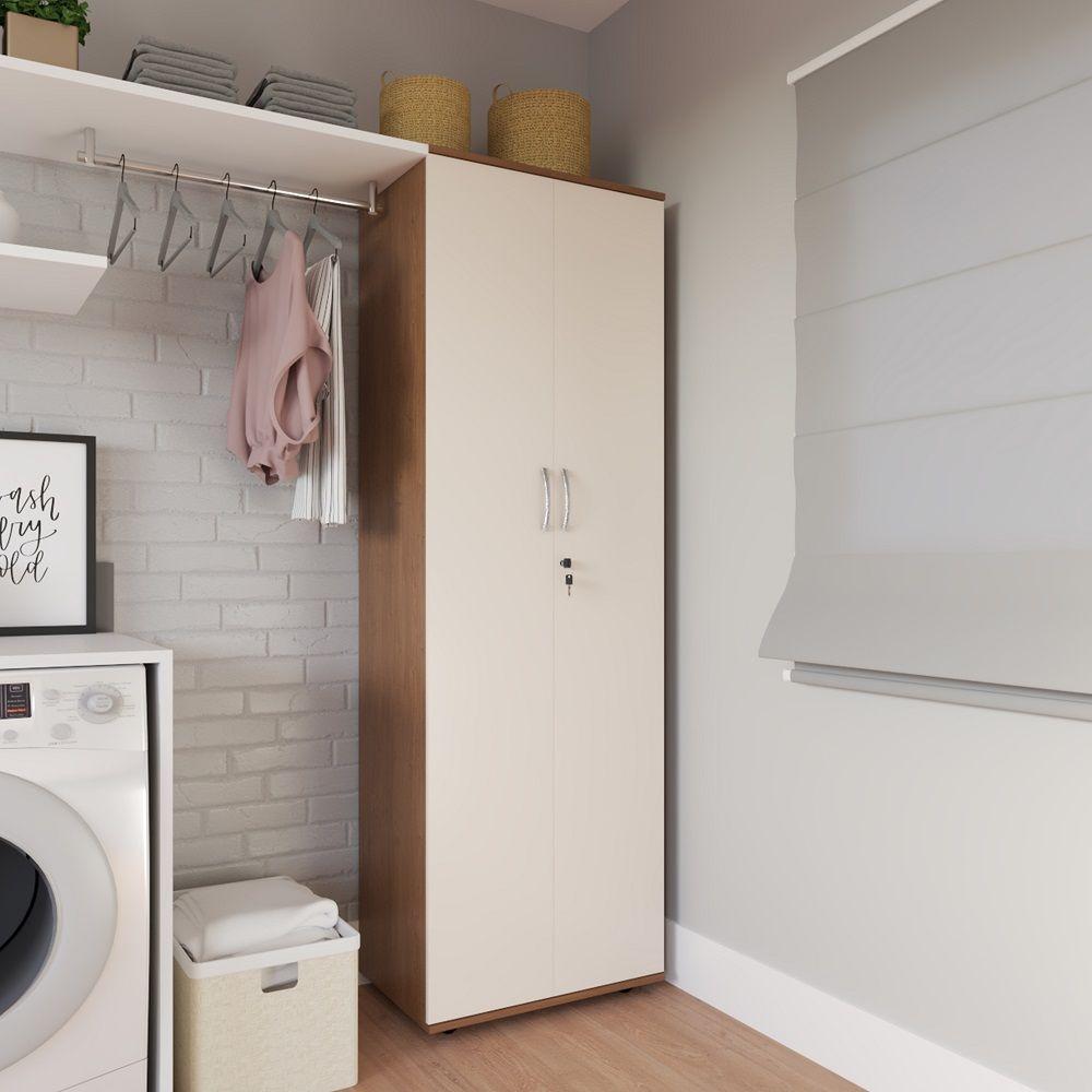 Armário Organizador Multiuso 2 Pts Com Chave Mel/Perola - 1