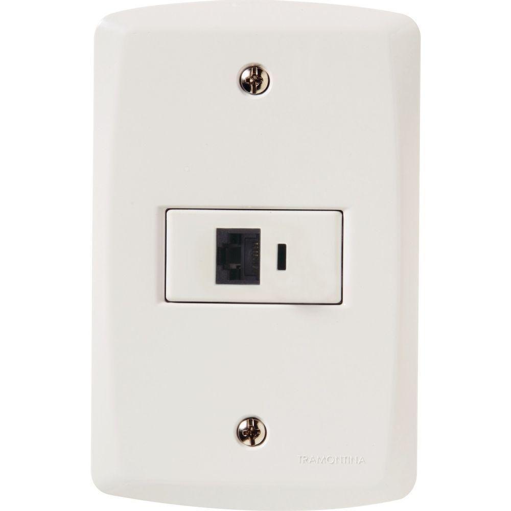 Conj 4x2 1 Tomada Rj45 Cat. 6 Tramontina Lux2 Branco - 1