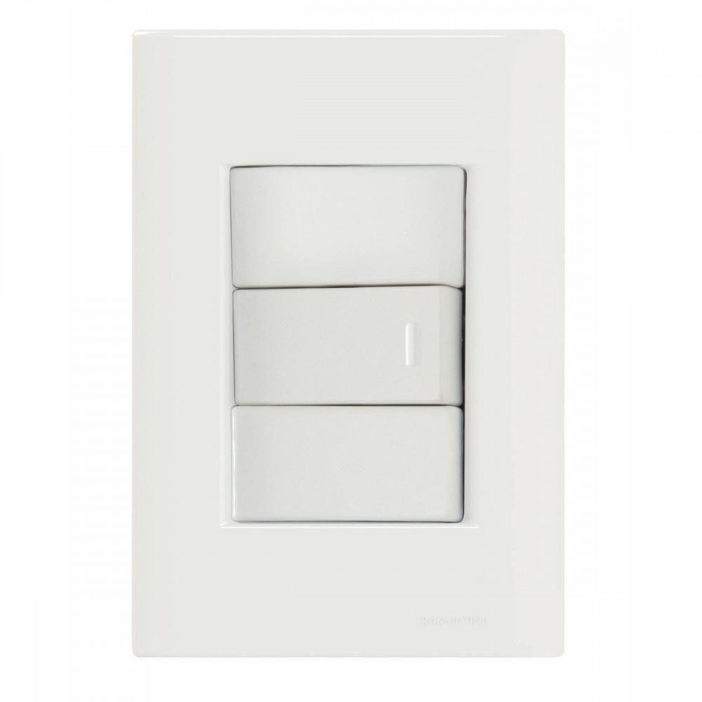 Conjunto 4X2 Com 1 Interruptor Simples 10 A 250 V Giz Branco - 1