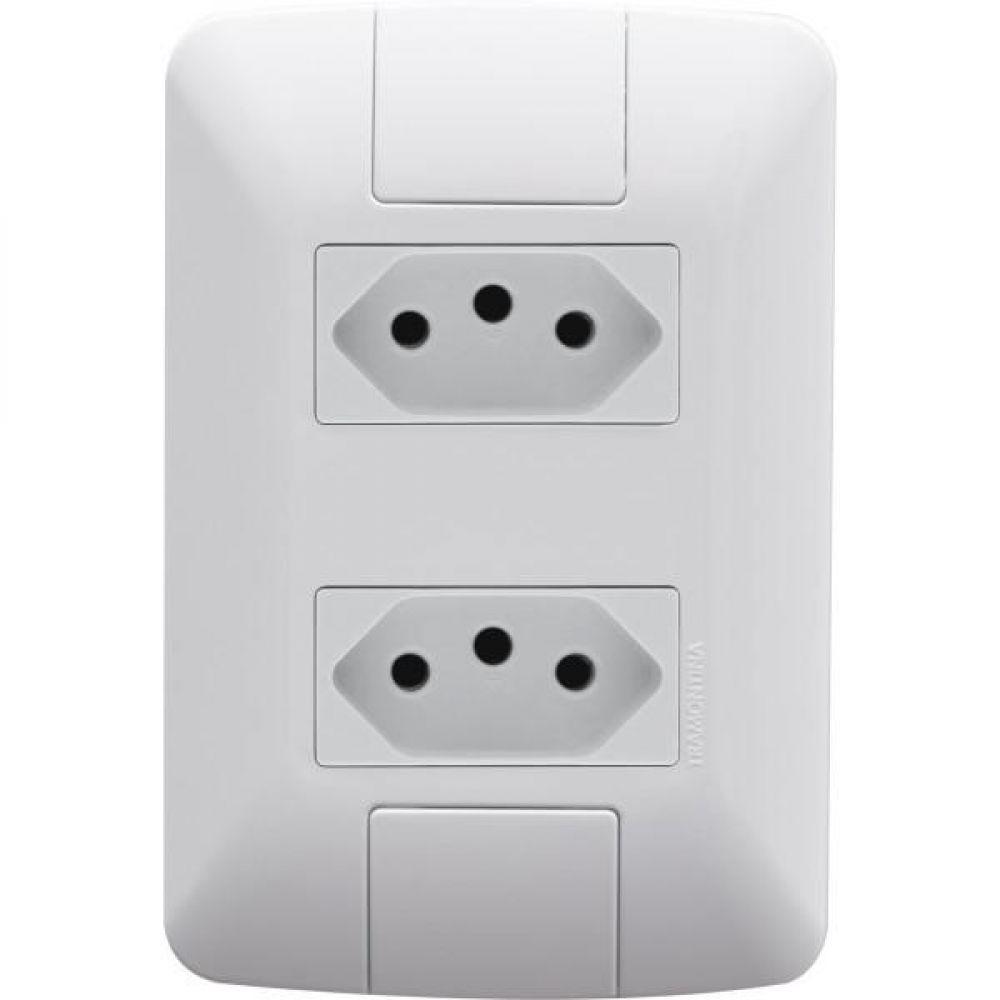 Conj 4x2 2 Tomadas 2p+t Tramontina Aria 10 A 250 V Branco - 1
