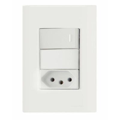 1 Interruptor Simples 10 A 250v e 1 Tomada A 250v Giz Branco