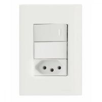 1 Interruptor Simples 10 A 250v e 1 Tomada A 250v Giz Branco - 4