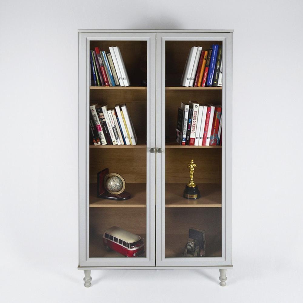Armário Multiuso 2 Portas De Vidro Ditália E-957 Cinza - 1