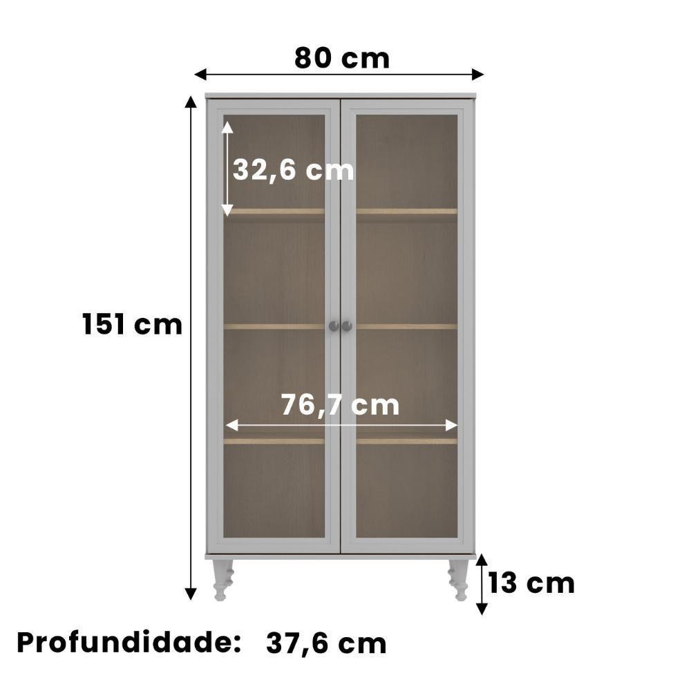 Armário Multiuso 2 Portas De Vidro Ditália E-957 Cinza - 4
