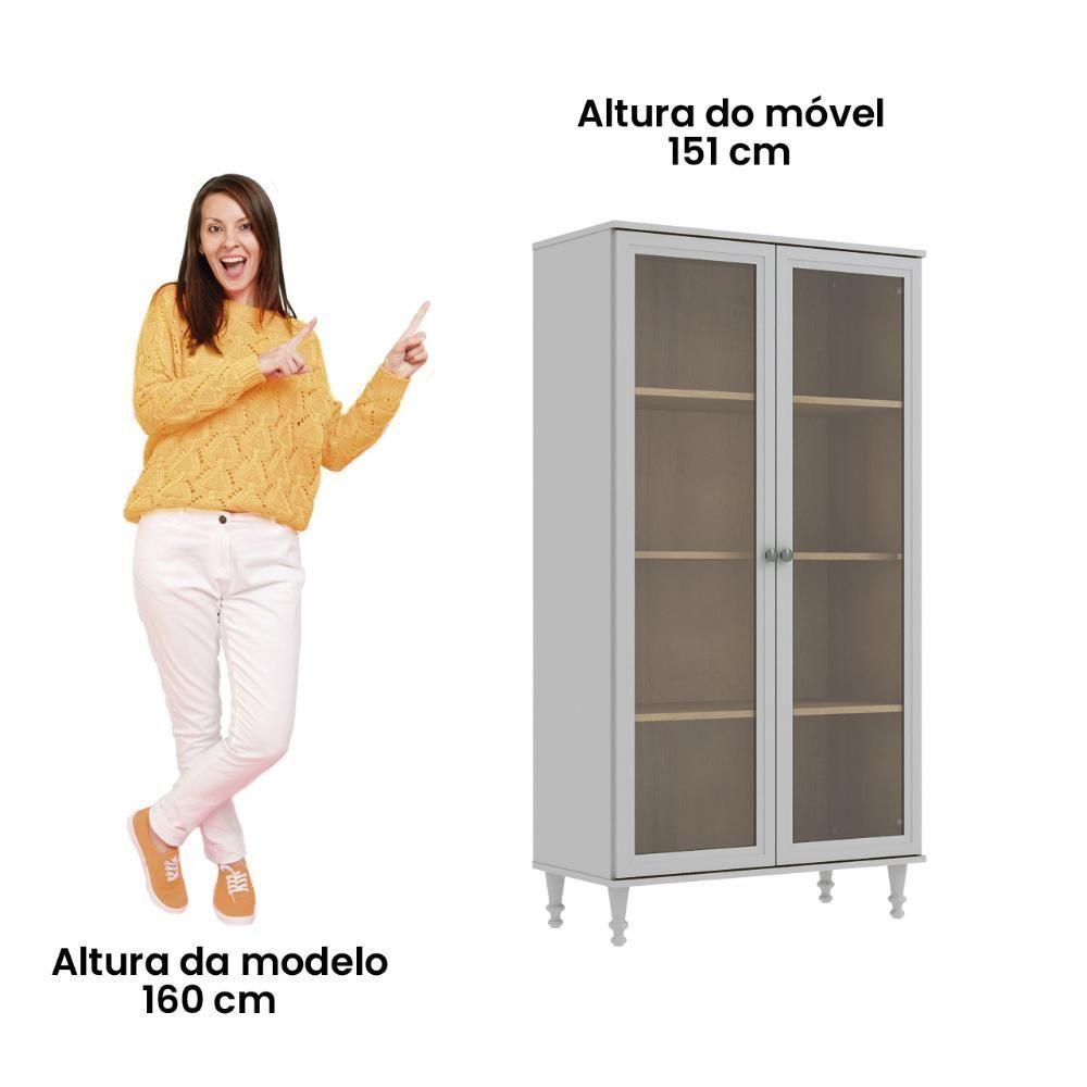 Armário Multiuso 2 Portas De Vidro Ditália E-957 Cinza - 5