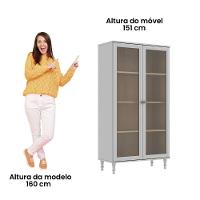 Armário Multiuso 2 Portas De Vidro Ditália E-957 Cinza - 5