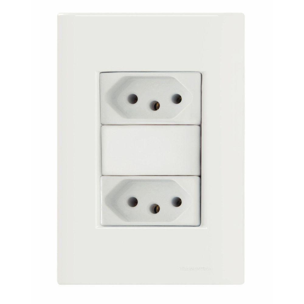 Conj 4x2 2 Tomadas 2p+t 20 A 250 V Tramontina Giz Branco - 1