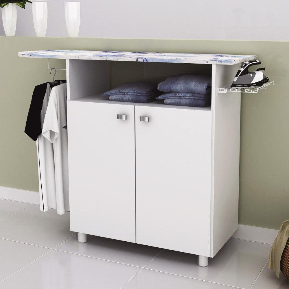 Armário Multiuso 2 Portas Tábua Passar Roupa Branco - 1