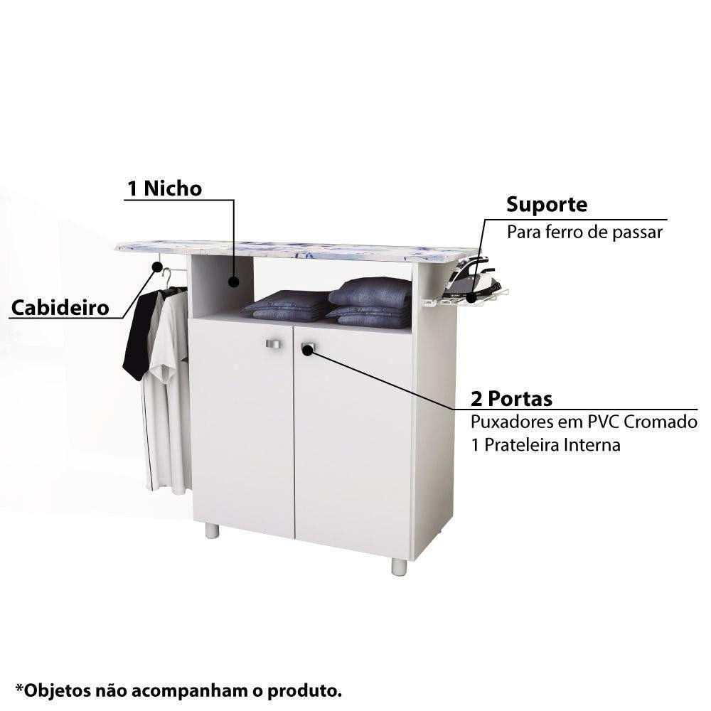 Armário Multiuso 2 Portas Tábua Passar Roupa Branco - 2
