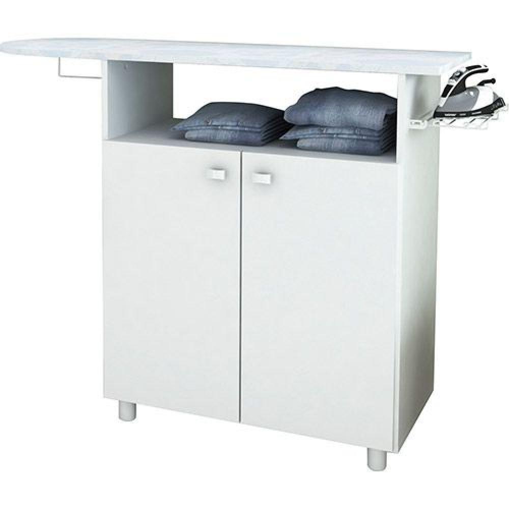 Armário Multiuso 2 Portas Tábua Passar Roupa Branco - 4