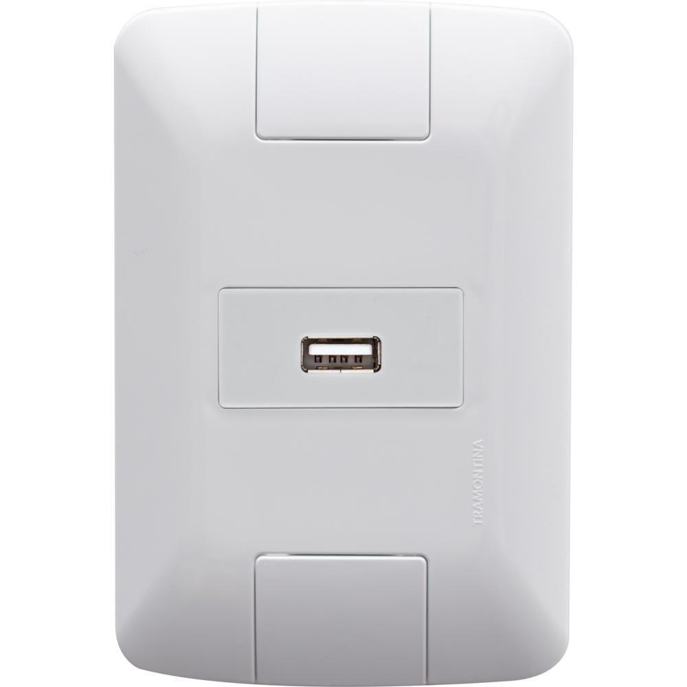 Conj 4x2 1 Tomada Usb Brilho 1,5 A Bivolt Tramontina Aria - 1