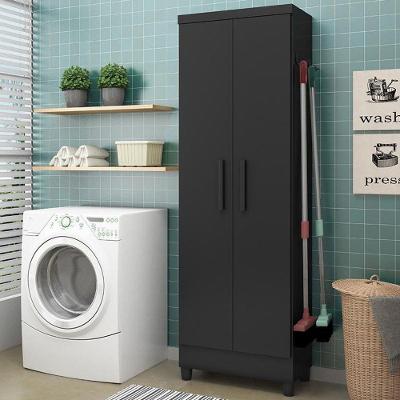 Armario Organizador Multiuso 879 Com Suportes Preto Fosco Preto Fosco