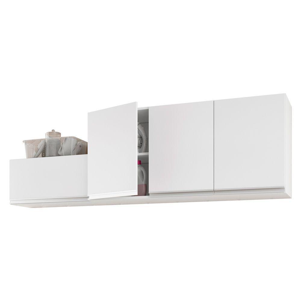 Kit Com 02 Armários Aéreo 120cm E 80cm 100% Mdf Branco - 7
