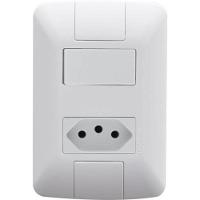 1 Interruptor Simples 6 A 250v e 1 Tomada A 250v Aria Branco - 1