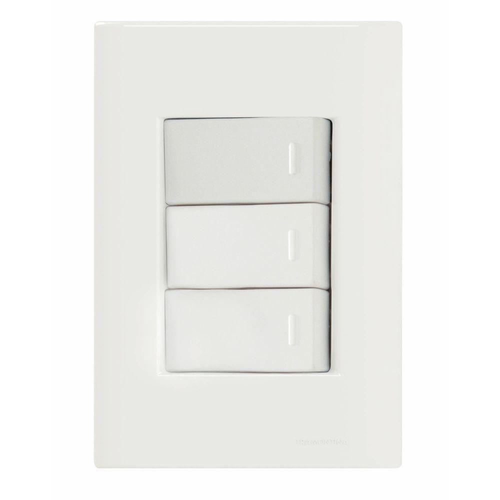Conjunto 4x2 com 3 Interruptores Simples 10A 250V Tramontina - 1