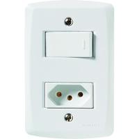 1 Interruptor Simples 10 A 250v e 1 Tomada A 250v Branco - 1