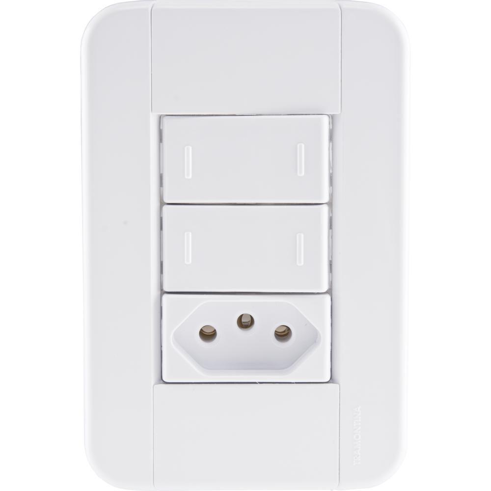 2 Interruptores Paralelos 10 A 250v e 1 Tomada A 250v Branco - 1