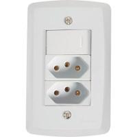 1 Interruptor Simples 10 A 250v e 2 Tomadas A 250v Branco - 5