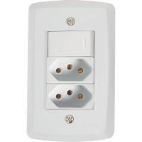 1 Interruptor Simples 10 A 250v e 2 Tomadas A 250v Branco - 7