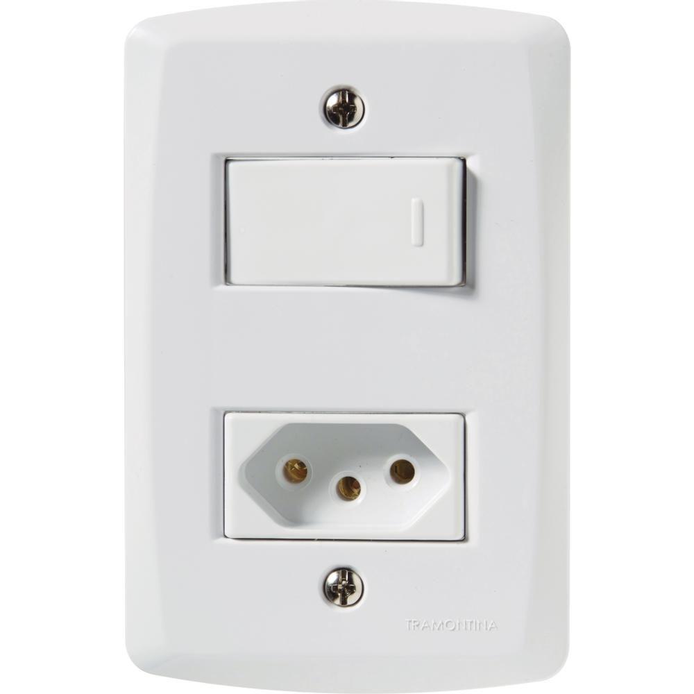 1 Interruptor Simples 10 A 250v e 1 Tomada A 250v Branco - 1