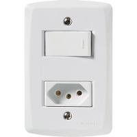 1 Interruptor Simples 10 A 250v e 1 Tomada A 250v Branco - 1