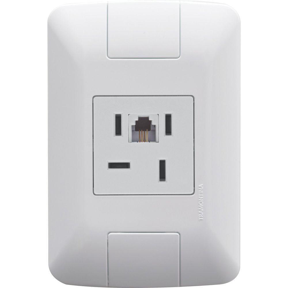 Conjunto 4x2 Com 1 Tomada Telefone 4p E Rj11 Tramontina Aria Branco Tramontina - 1