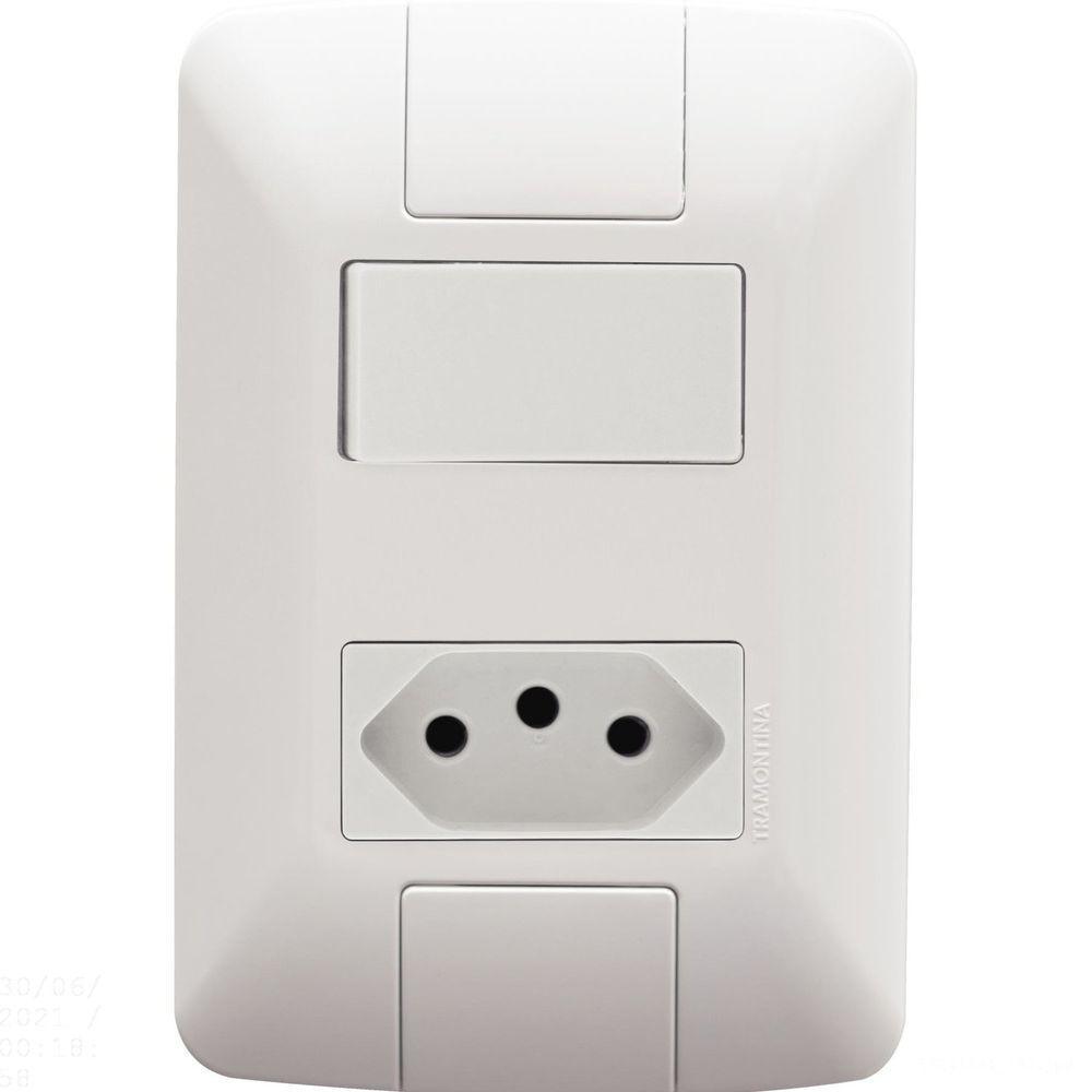 Conjunto 4x2 Com 1 Interruptor Simples 6 A 250 V E 1 Tomada 2p+t 10 A 250 V Aria Branco - 1