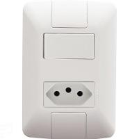 Conjunto 4x2 Com 1 Interruptor Simples 6 A 250 V E 1 Tomada 2p+t 10 A 250 V Aria Branco - 1