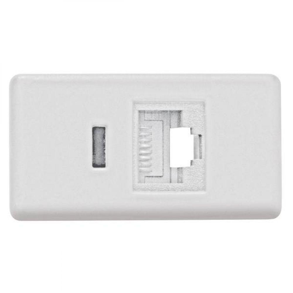 Módulo Tomada de Transmissão de Dados Rj 45 Cat 6 Branco - 1