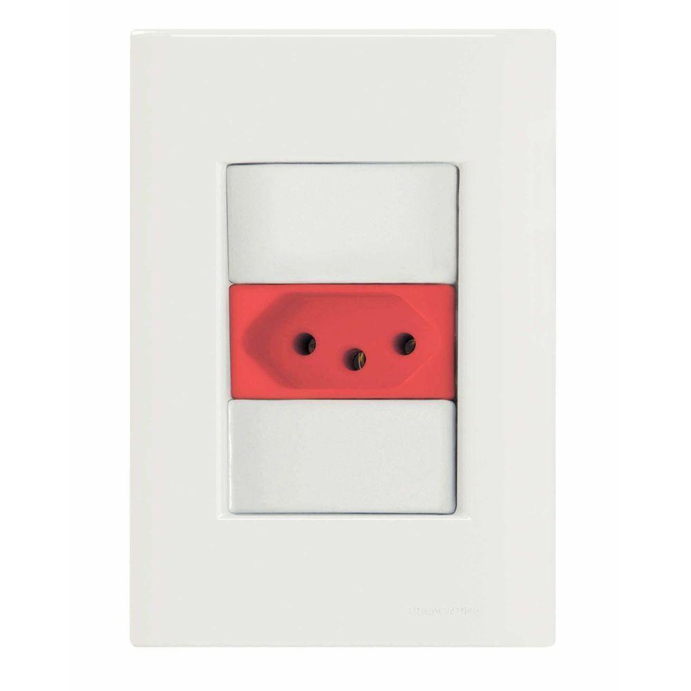 Conjunto 4x2 Com 1 Tomada 2p+t 20 A 250 V Tramontina Giz Vermelho E Branco Tramontina - 1