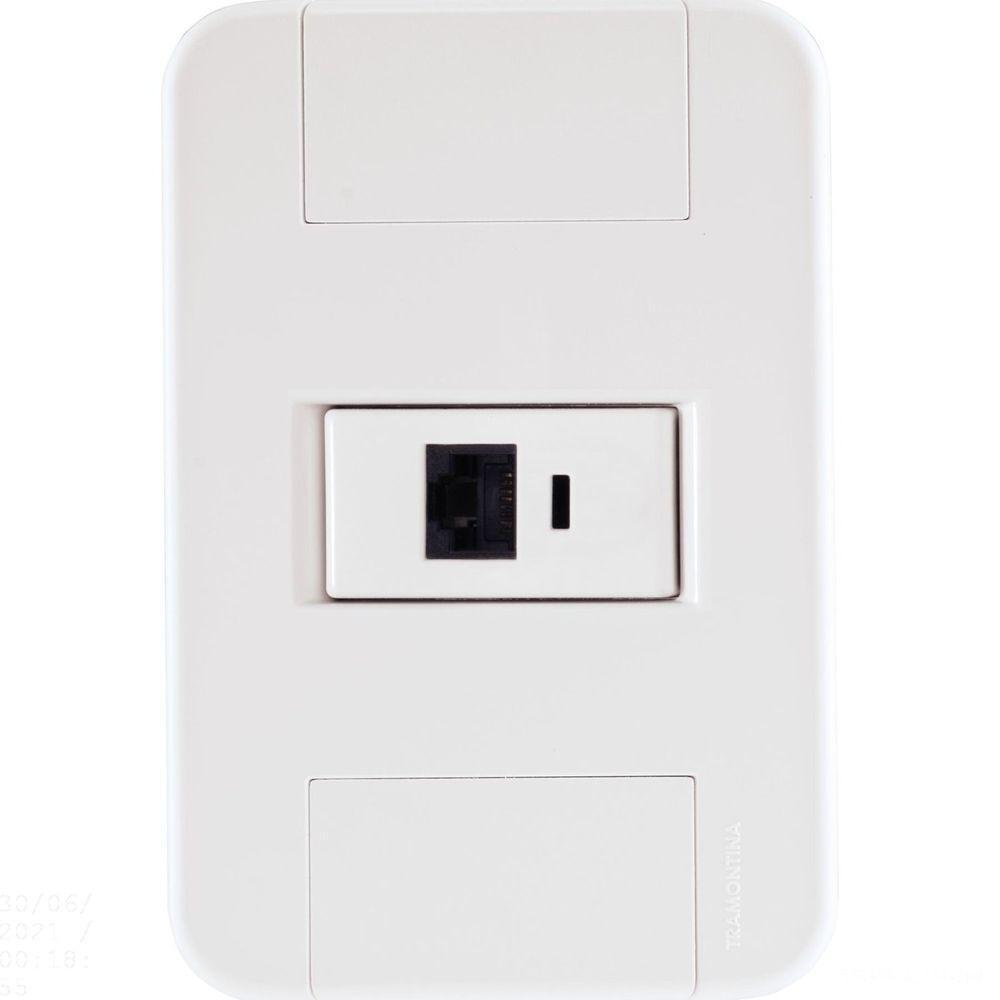 Conjunto 4x2 Com 1 Tomada Rj45 Cat. 6 Tramontina Tablet Branco Tramontina - 1